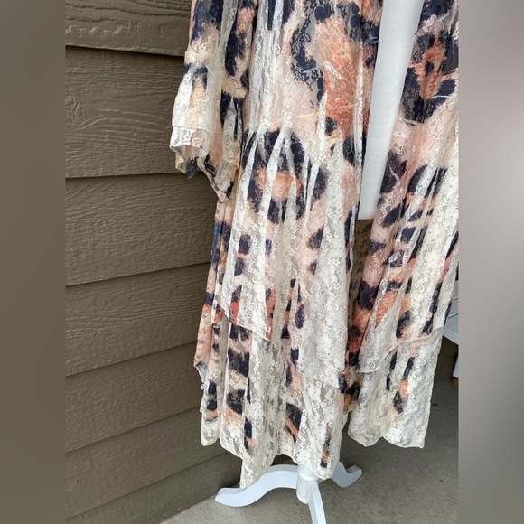 ORIGAMI cardigan TUNIC SWEATER S/M/ L XL vtg LEOPARD ANIMAL PRINT LACE BOHEMIAN - Picture 11 of 15